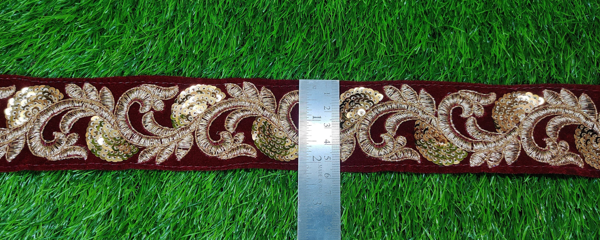 9 yard 5 cm wide Indian Saree Border Boho Lace Embroidery Ribbon Cushion Table runner curtains wedding Sewing Crafting Trim Headbands