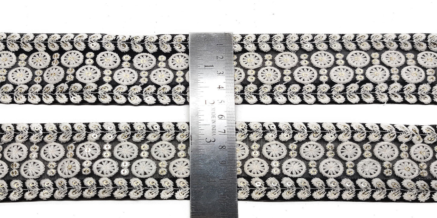 9 yard 5.0 cm wide Indian Saree Border Boho Lace Embroidery Ribbon Cushion Table runner curtains wedding Sewing Crafting Trim Headbands