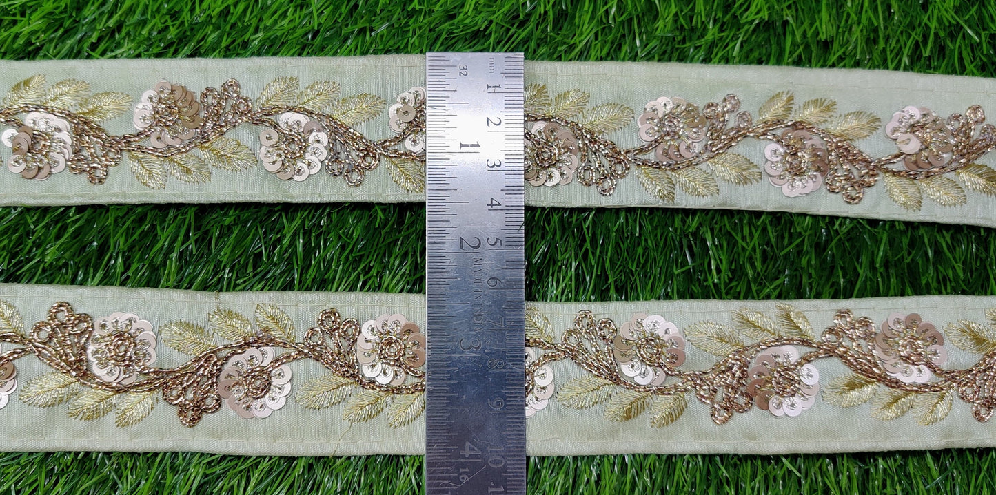 Light Green Wide Floral Indian Embellishment Embroider Lace Trim Cushion Embroidery Saree Sewing Accessories Crafting Wedding Trimmings
