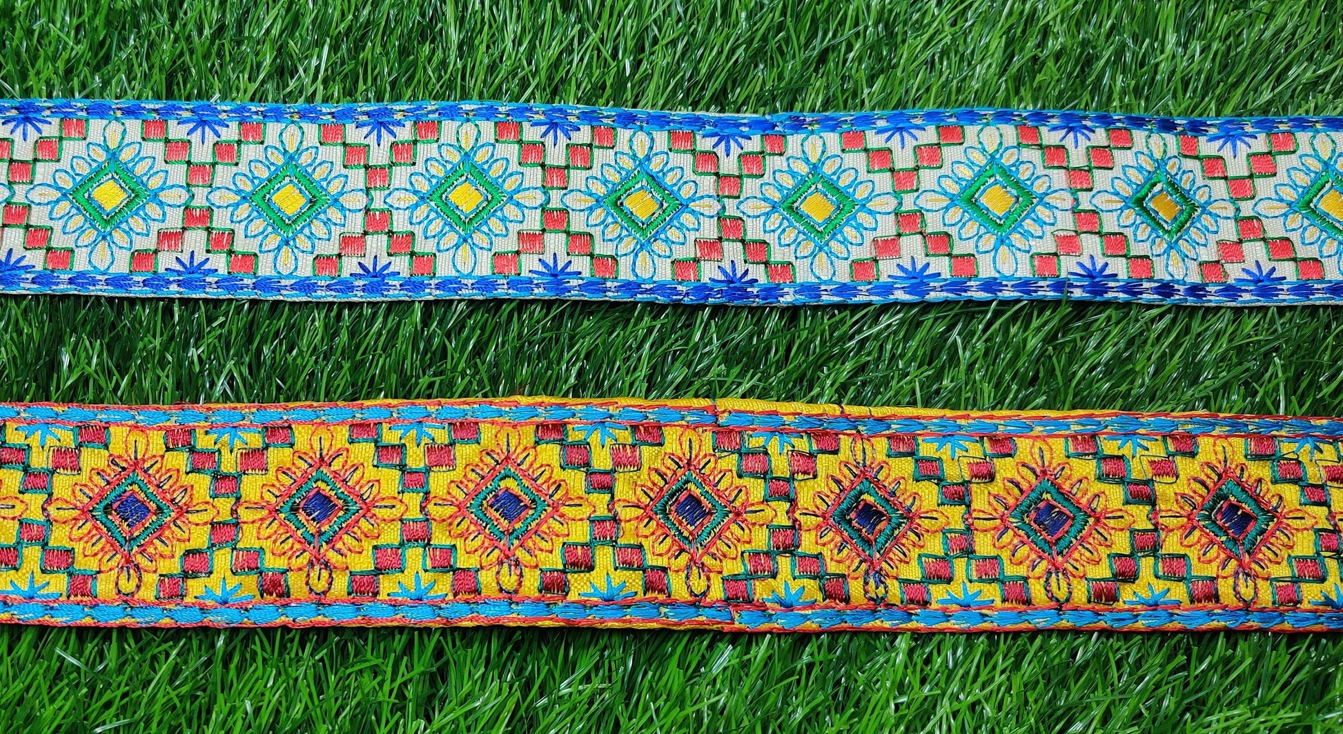 9 yard 4.0 cm wide Indian Saree Border Boho Lace Embroidery Ribbon Cushion Table runner curtains wedding Sewing Crafting Trim Headbands