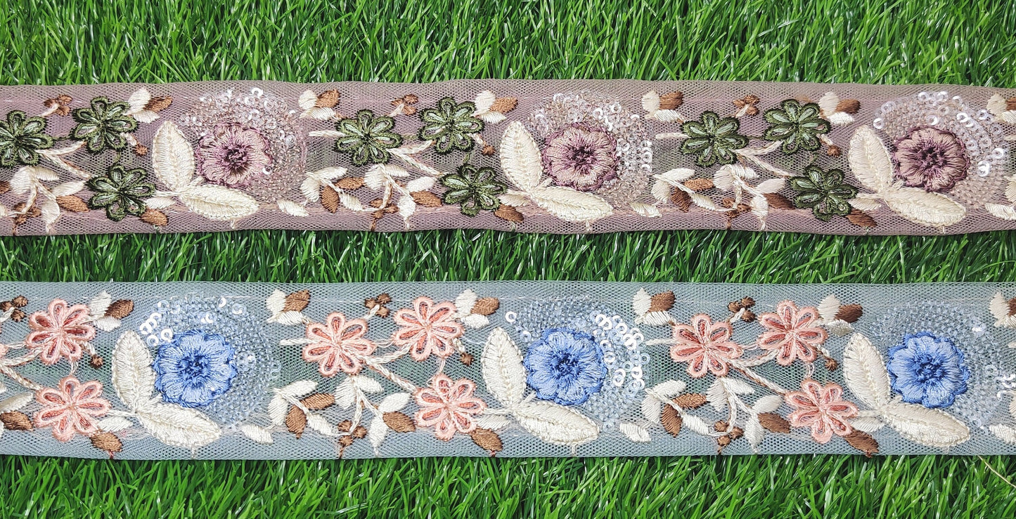 9 yard 4.0 cm wide Indian Saree Border Boho Lace Embroidery Ribbon Cushion Table runner curtains wedding Sewing Crafting Trim Headbands