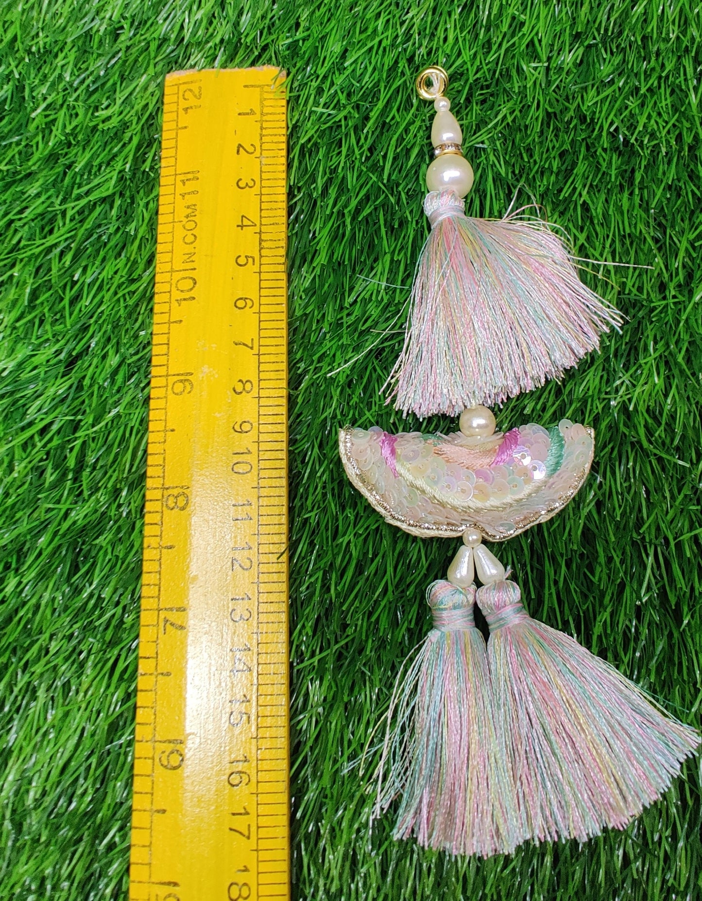 Indian Handmade Golden Beaded Latkan Tassels for Saree Blouse HandBags Hangings Dupatta Bridal Wedding dress for Women pair of 2 pcs