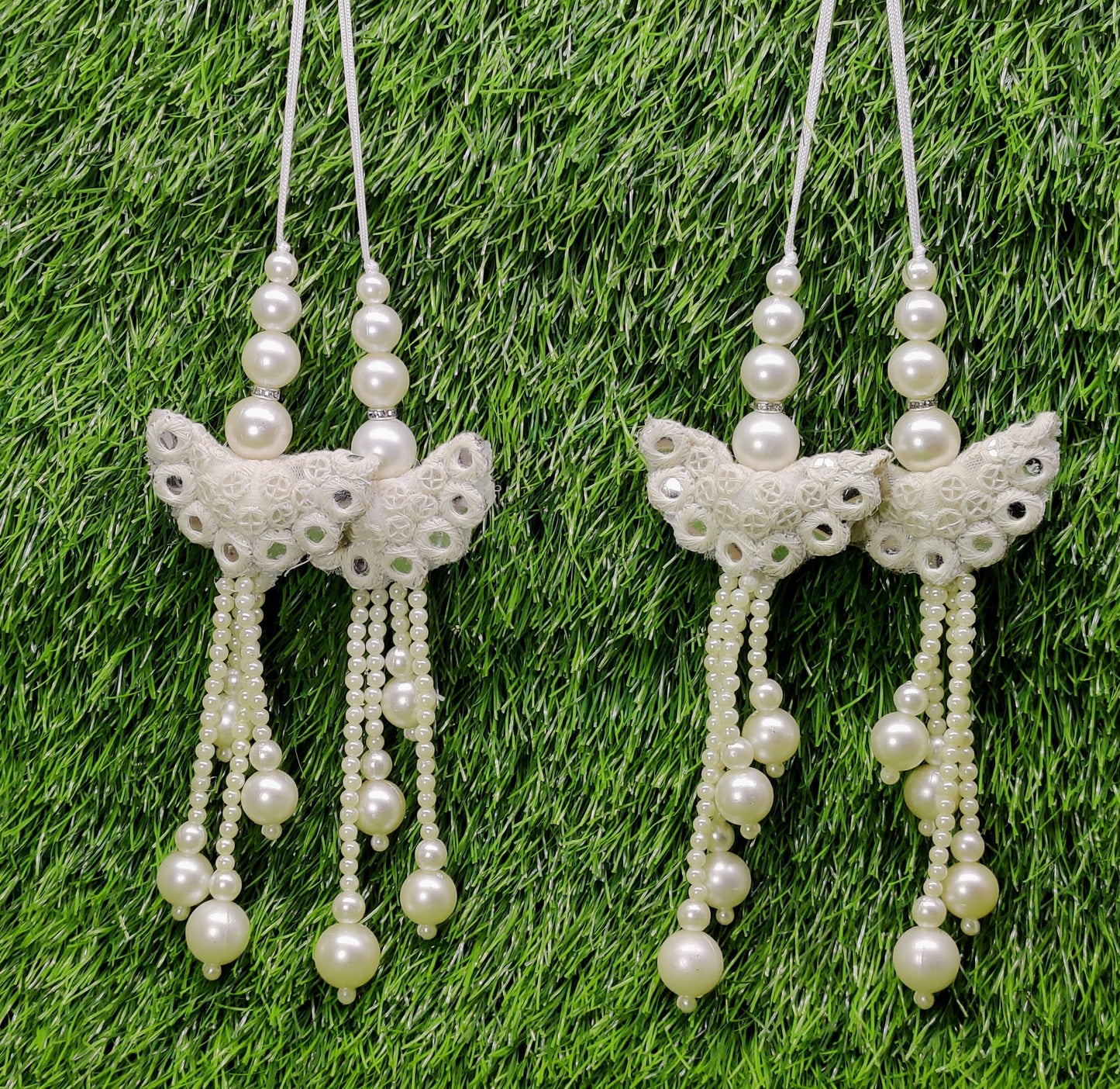 Indian Handmade Golden Beaded Latkan Tassels for Saree Blouse HandBags Hangings Dupatta Bridal Wedding dress for Women pair of 2 pcs