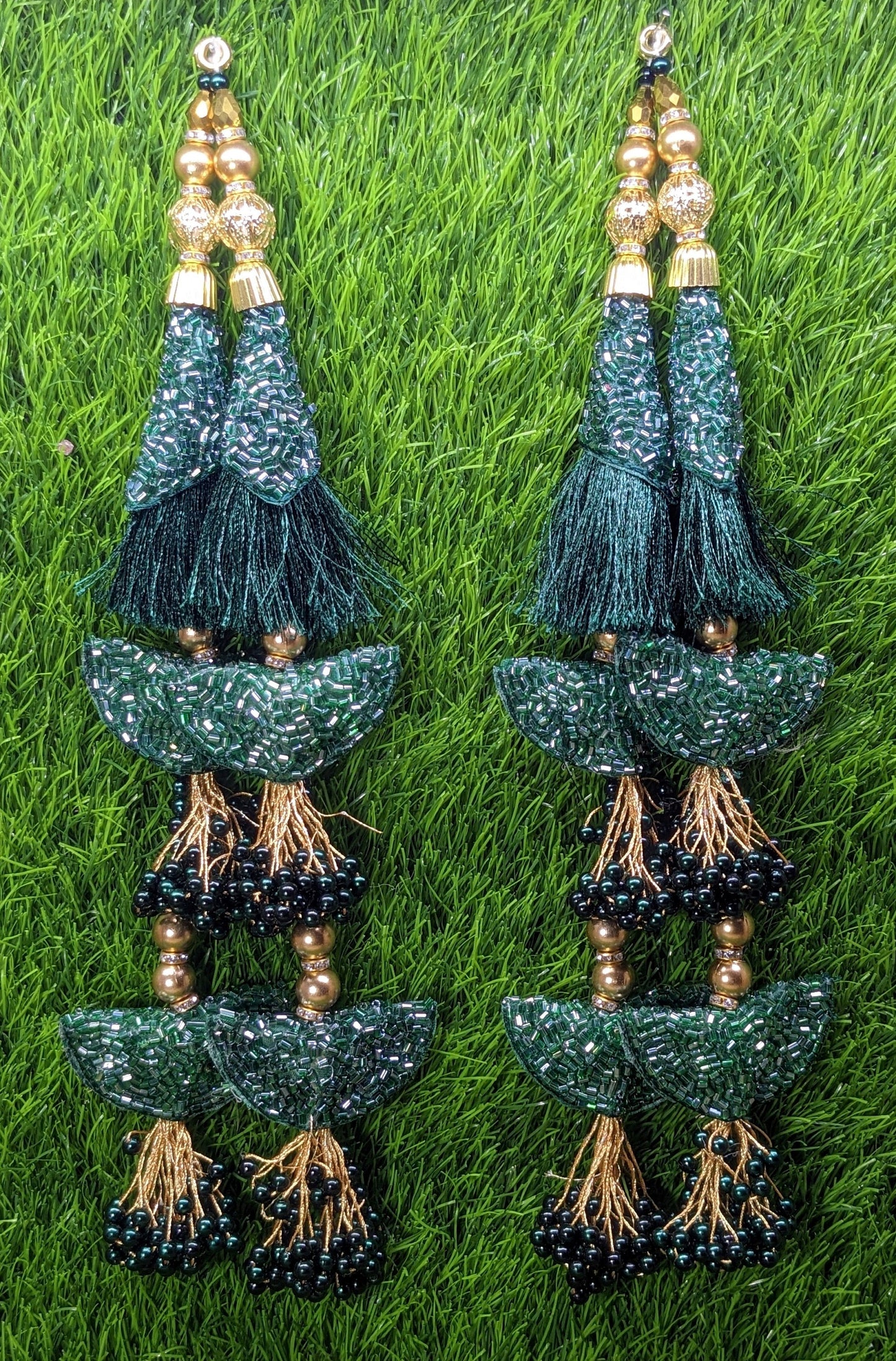 Indian Handmade Beaded Lahenga Latkan Tassels for Saree HandBags Hangings Dupatta Bridal Wedding dress for Women pair of 2 pcs