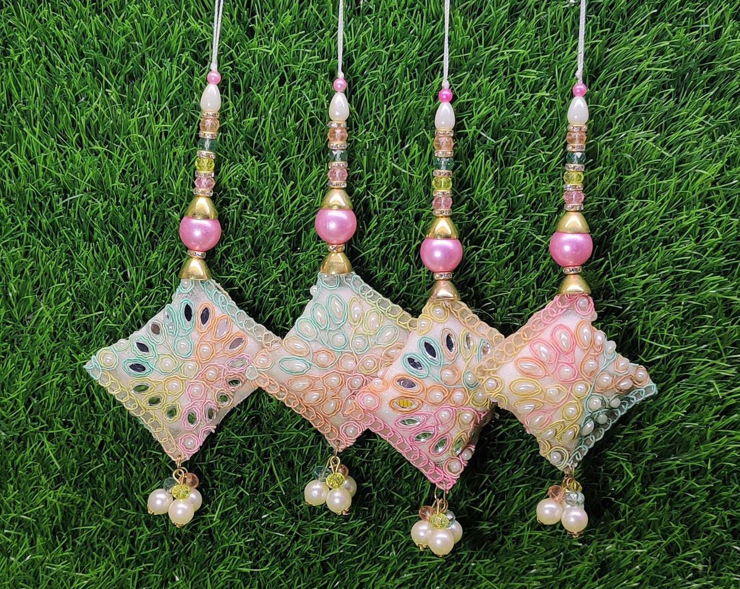 Indian Handmade Multicolor Pink Latkan for Saree Blouse Lehenga HandBags Dupatta Decoration Bridal Wedding dress for Women pair of 2 pcs