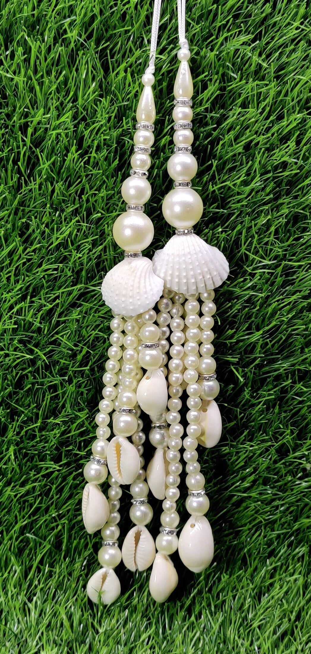 Indian Handmade White Pearl Latkan for Saree Blouse Lehenga HandBags Dupatta Decoration Bridal Wedding dress for Women pair of 2 pcs