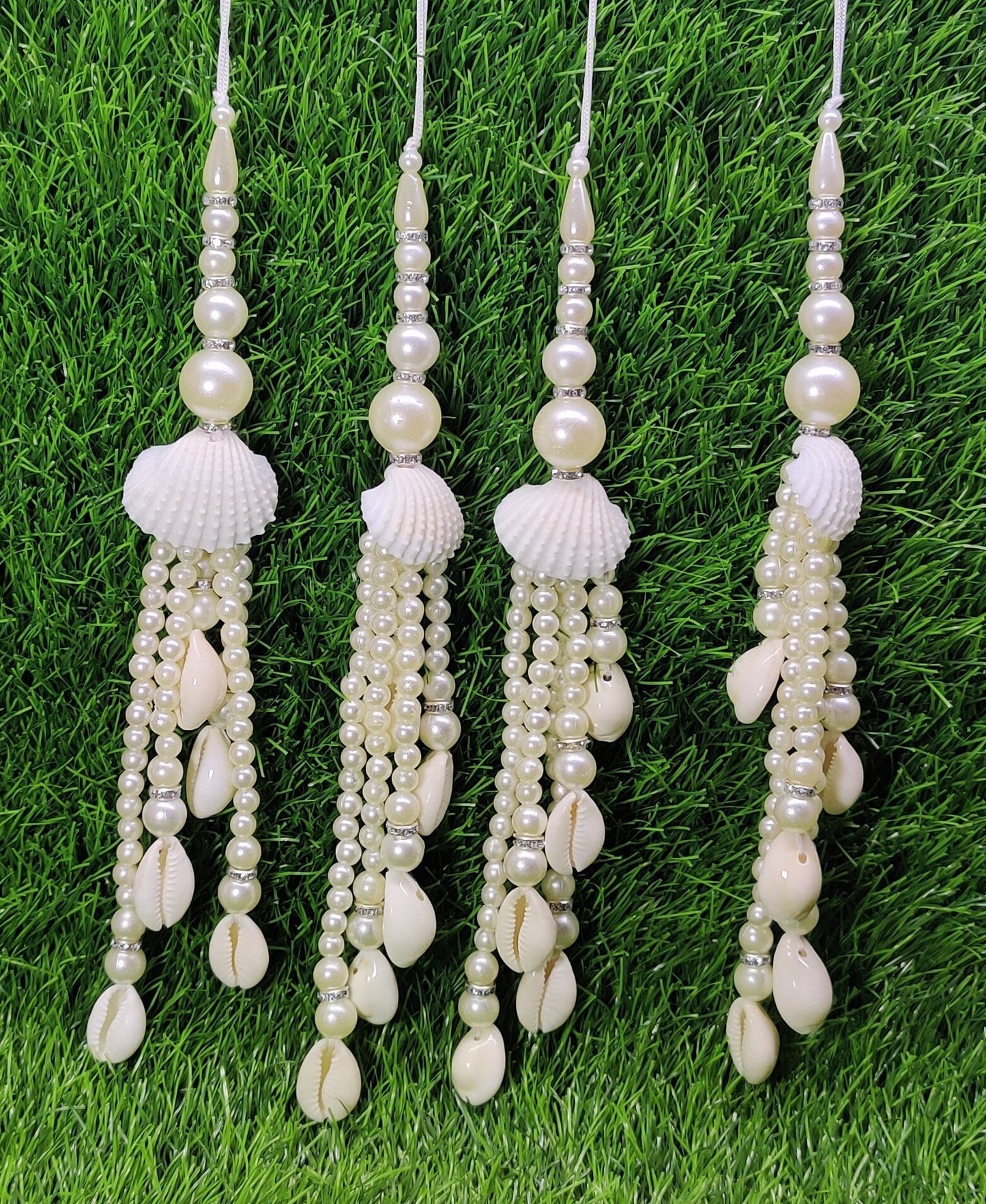 Indian Handmade White Pearl Latkan for Saree Blouse Lehenga HandBags Dupatta Decoration Bridal Wedding dress for Women pair of 2 pcs
