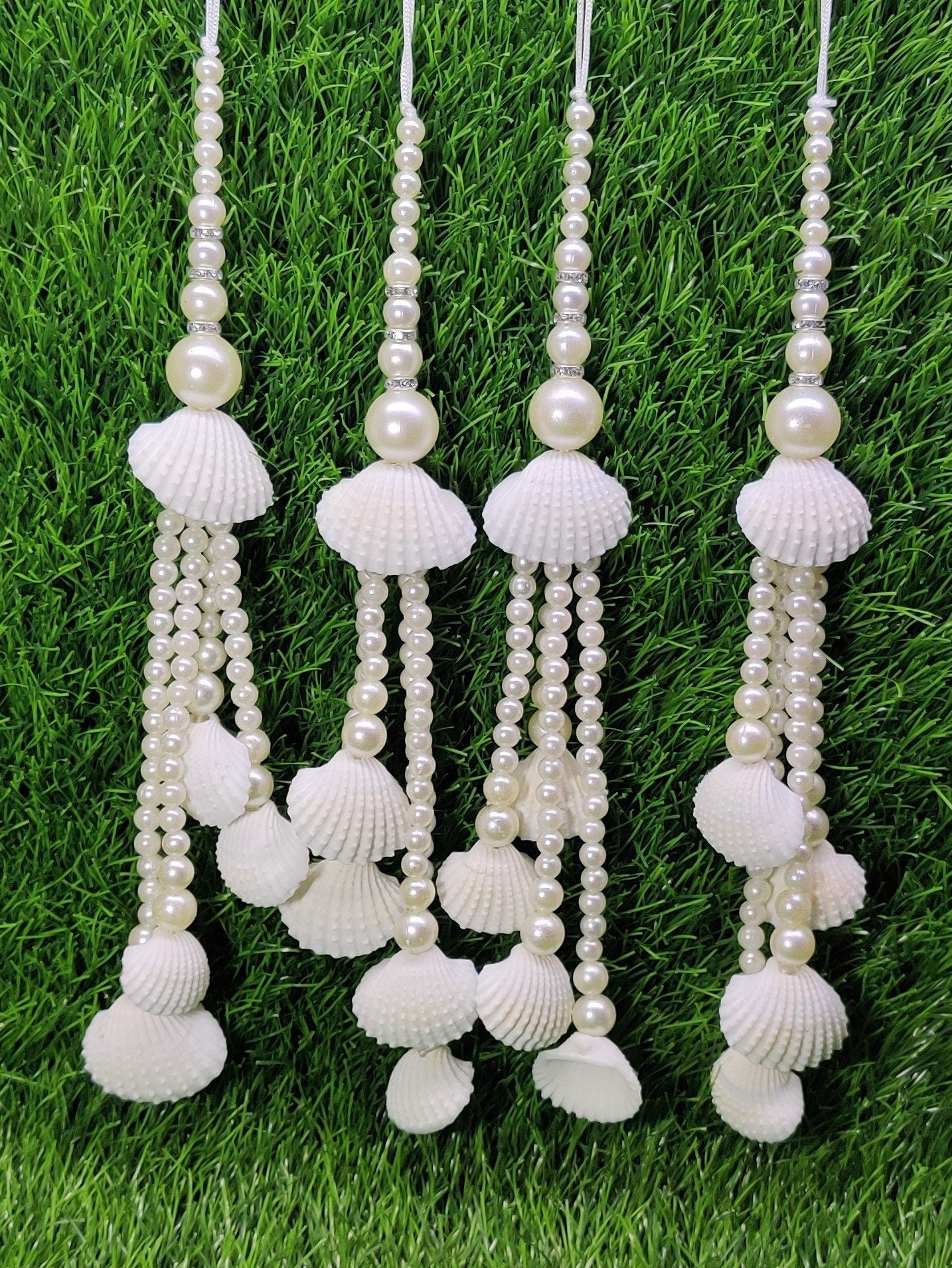 Indian Handmade White Pearl Latkan for Saree Blouse Lehenga HandBags Dupatta Decoration Bridal Wedding dress for Women pair of 2 pcs