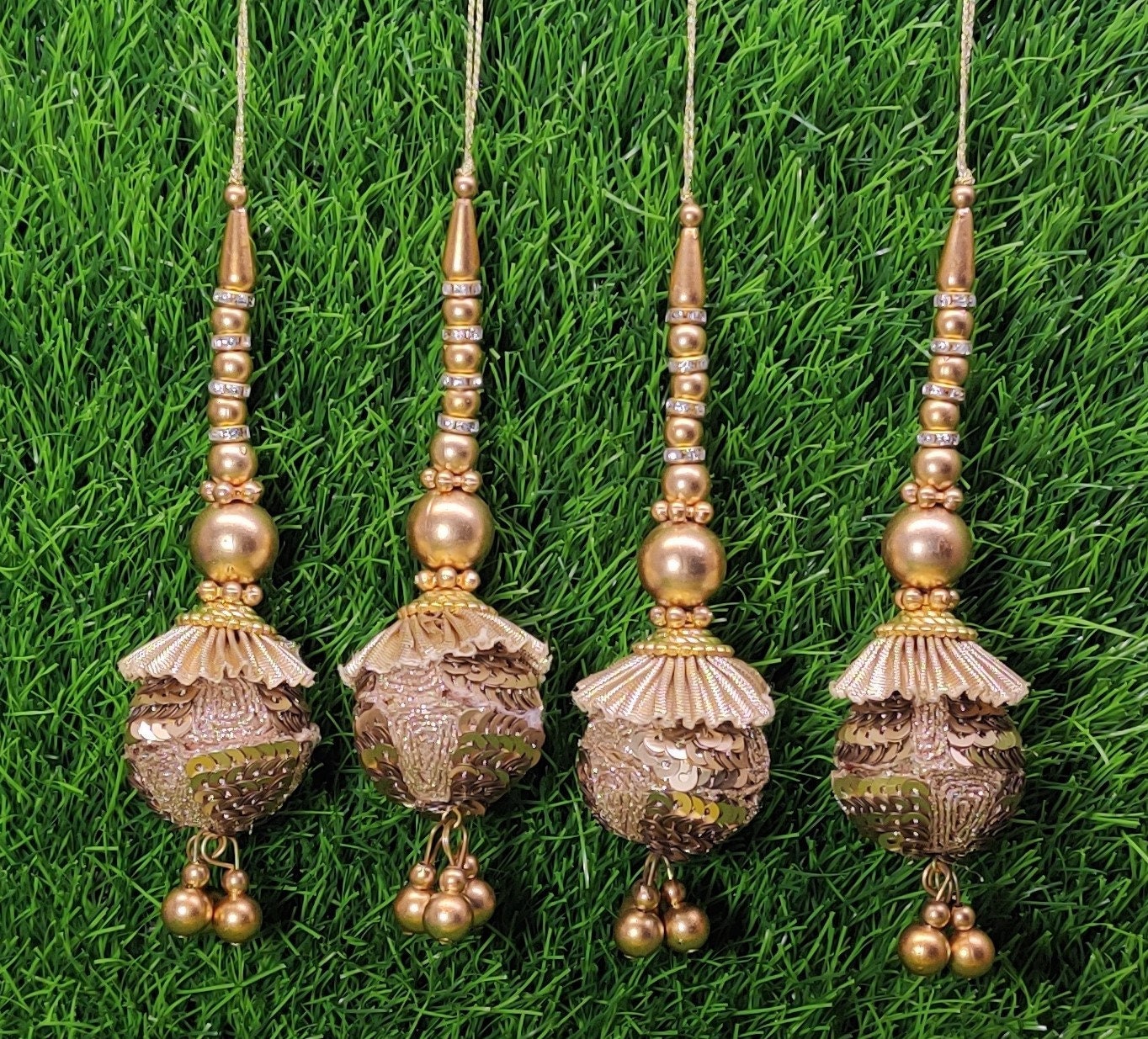 Indian Handmade Antique Gold Latkan for Saree Blouse Lehenga HandBags Dupatta Decoration Bridal Wedding dress for Women pair of 2 pcs
