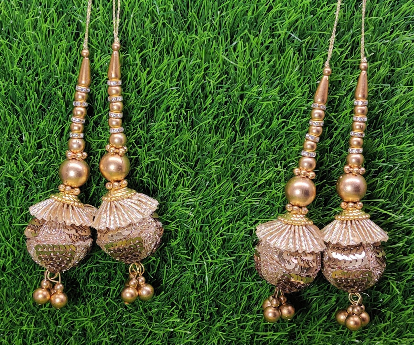 Indian Handmade Antique Gold Latkan for Saree Blouse Lehenga HandBags Dupatta Decoration Bridal Wedding dress for Women pair of 2 pcs