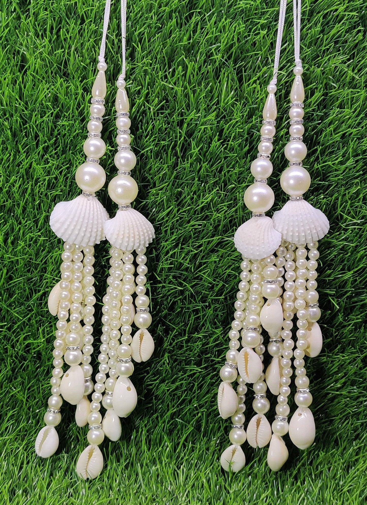 Indian Handmade White Pearl Latkan for Saree Blouse Lehenga HandBags Dupatta Decoration Bridal Wedding dress for Women pair of 2 pcs
