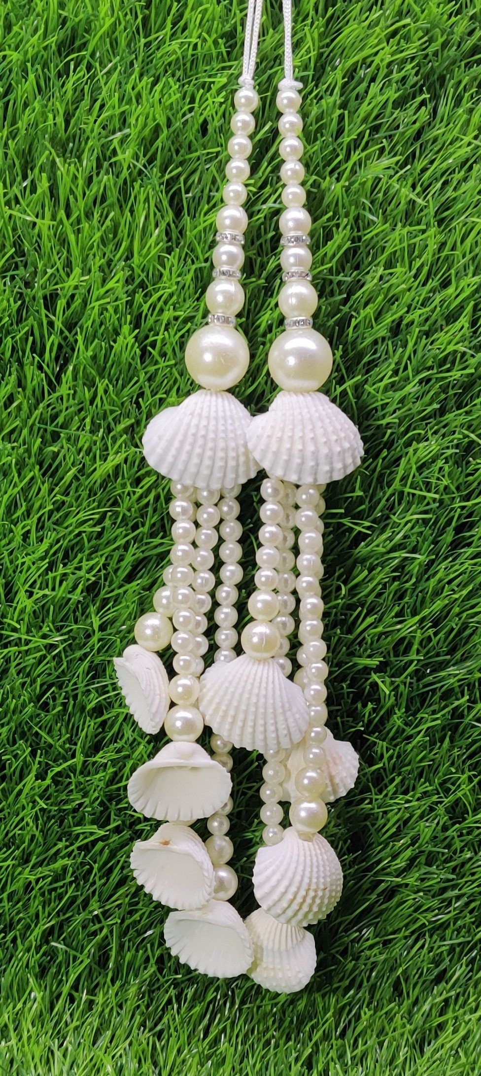 Indian Handmade White Pearl Latkan for Saree Blouse Lehenga HandBags Dupatta Decoration Bridal Wedding dress for Women pair of 2 pcs