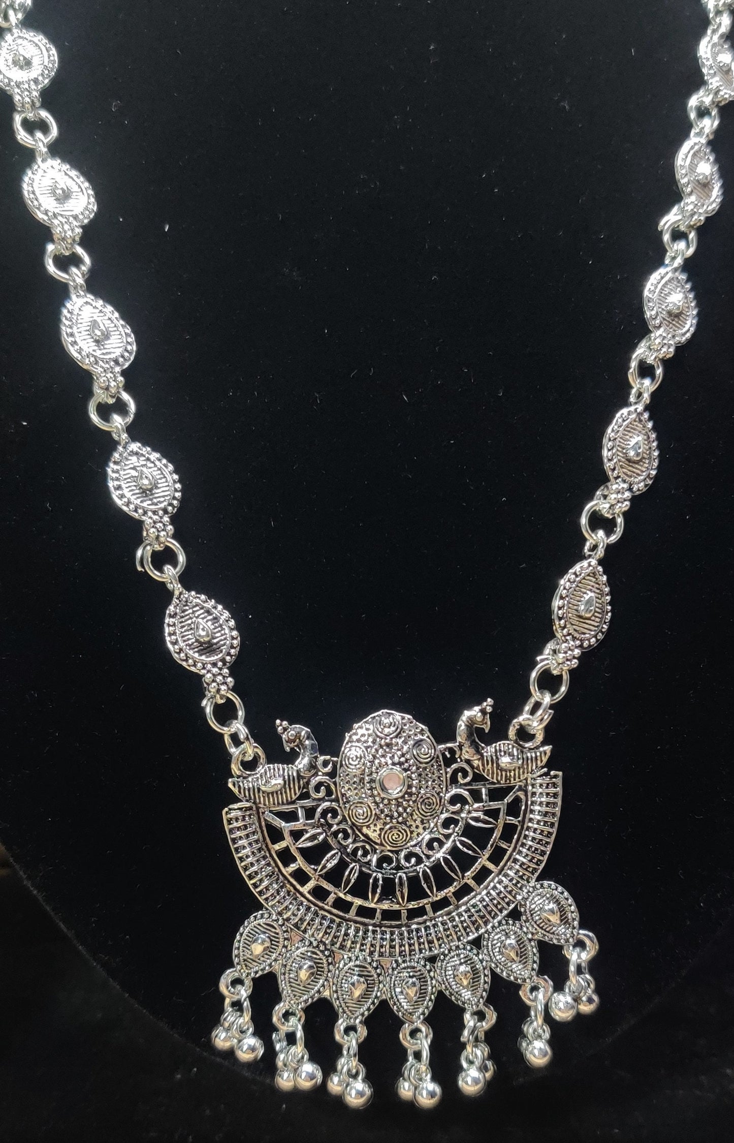 Indian Oxidized Silver Plated Handmade Long Necklace set with Earrings Designer Jewellery set Party wear Jewelry set choker jhumka jhumki
