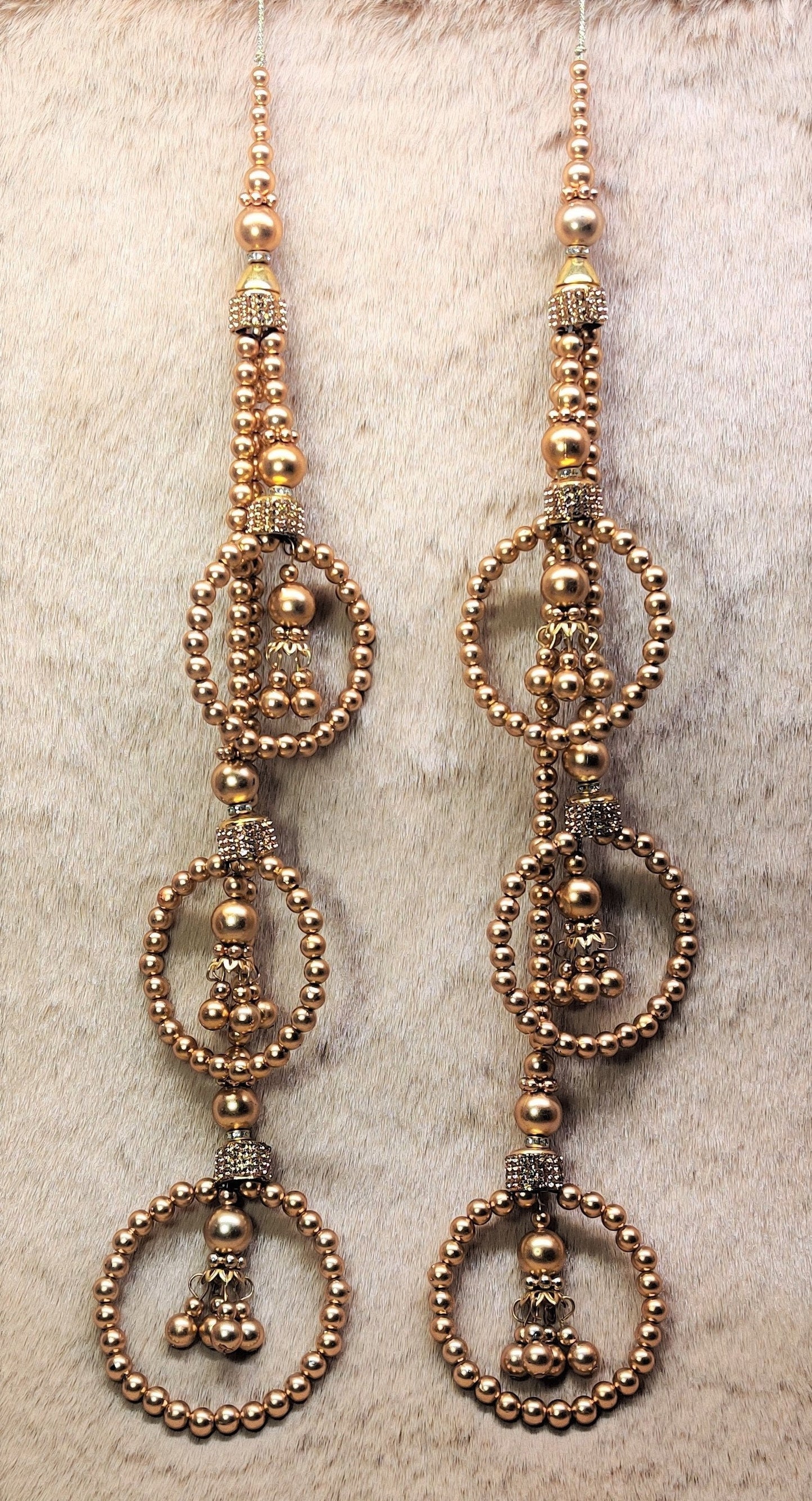 Indian Handmade Golden Beaded Lahenga Latkan Tassels for Saree HandBags Hangings Dupatta Bridal Wedding dress for Women pair of 2 pcs