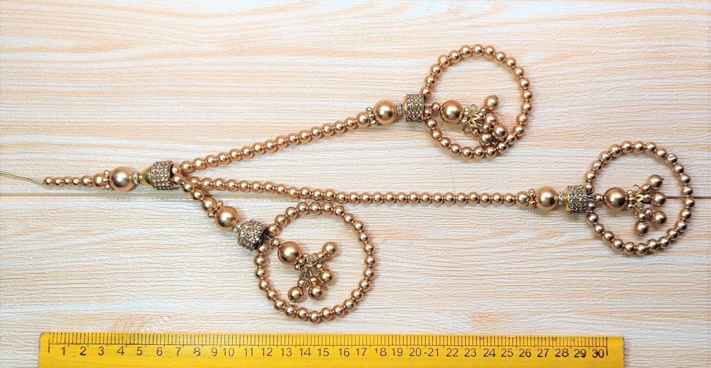 Indian Handmade Golden Beaded Lahenga Latkan Tassels for Saree HandBags Hangings Dupatta Bridal Wedding dress for Women pair of 2 pcs