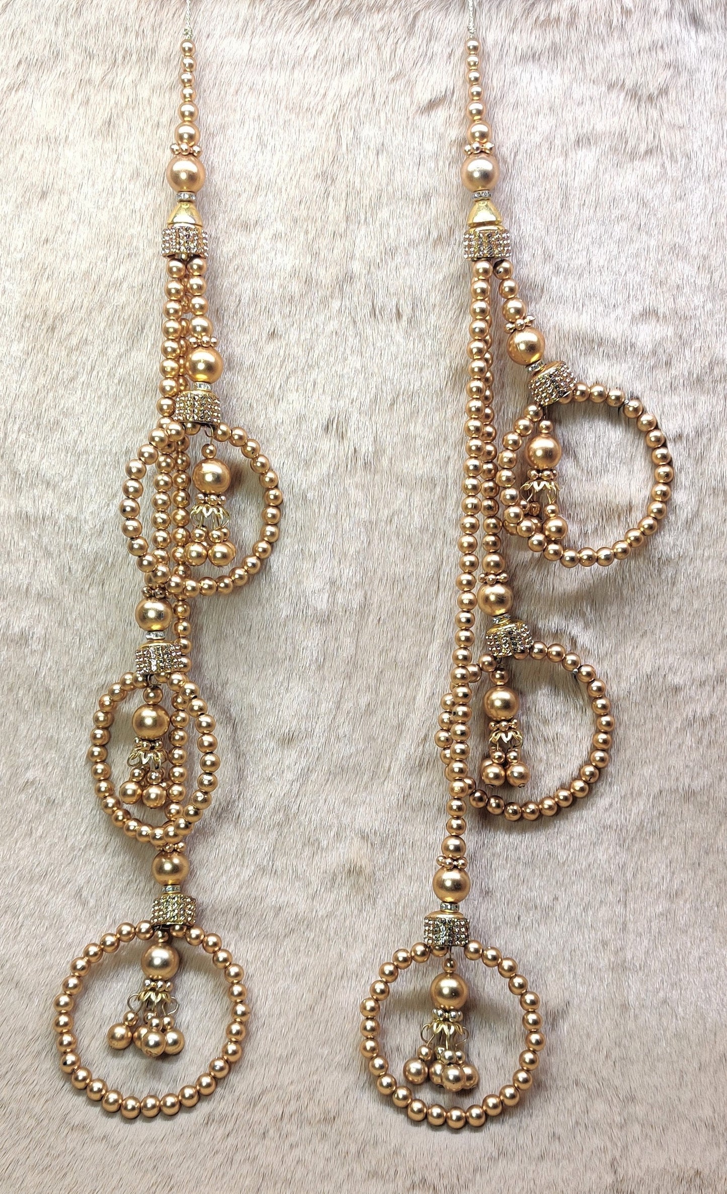 Indian Handmade Golden Beaded Lahenga Latkan Tassels for Saree HandBags Hangings Dupatta Bridal Wedding dress for Women pair of 2 pcs