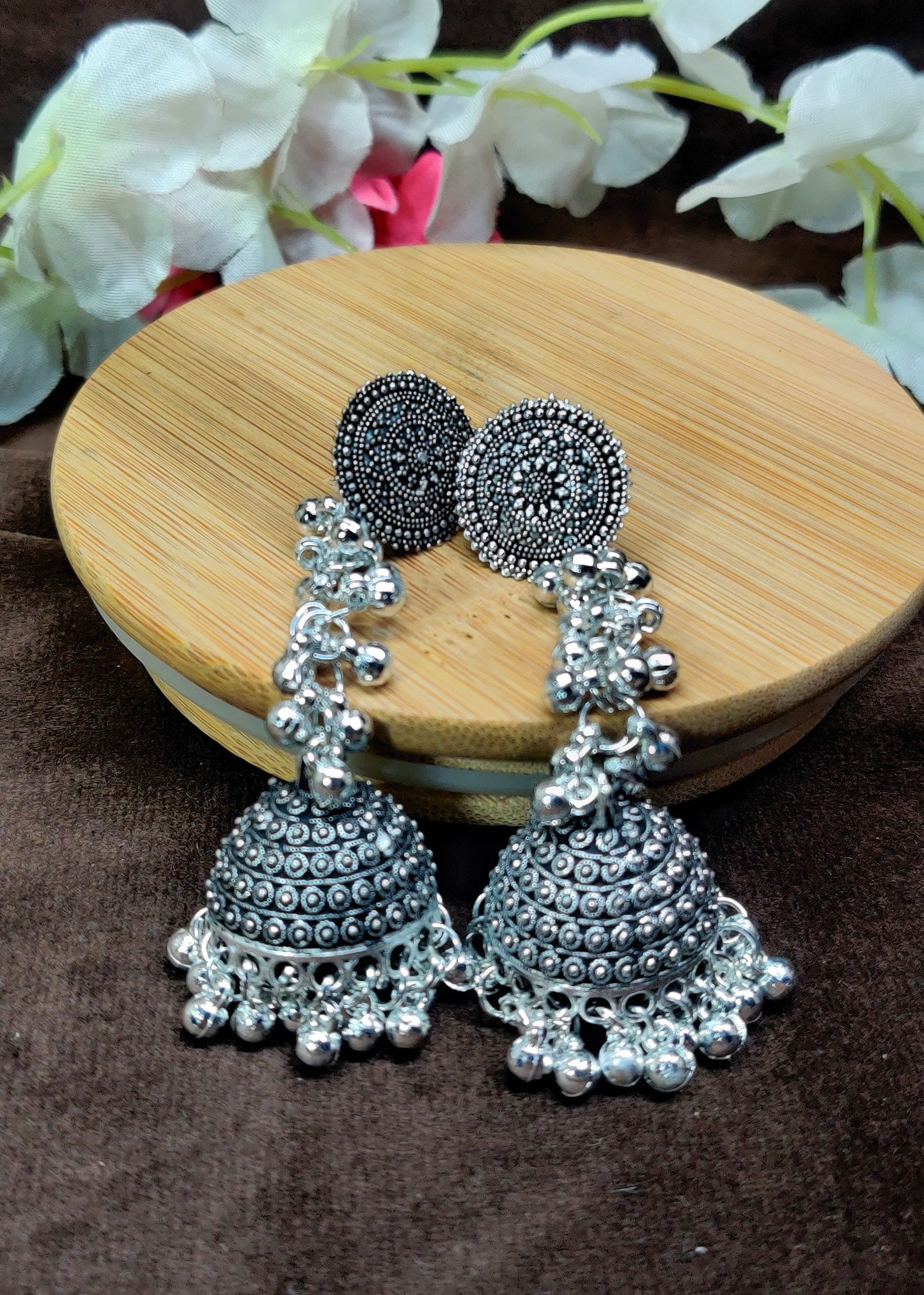 Indian Oxidized Handmade Silver Plated Small Earring jhumki Hanging for girls and women party wear Jewelry