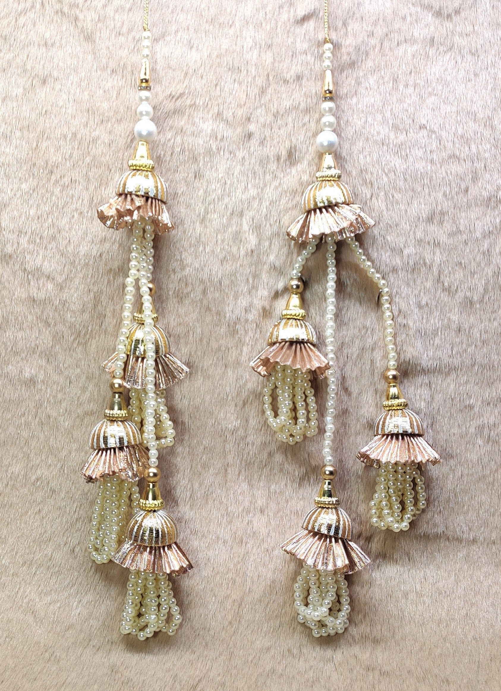 Indian Handmade Beaded Lahenga Latkan Tassels for Saree HandBags Hangings Dupatta Bridal Wedding dress for Women pair of 2 pcs