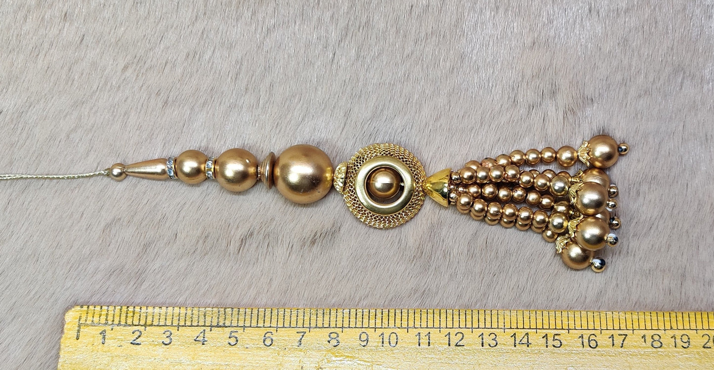 Indian Handmade Golden Beaded Lehanga Latkan Tassels for Saree Blouse HandBags Hangings Dupatta Bridal Wedding dress for Women pair of 2 pcs