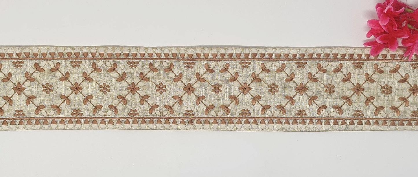 3 yard 8.0 cm wide Indian Saree Border Boho Lace Embroidery Ribbon Cushion Table runner curtains wedding Sewing Crafting Trim Headbands