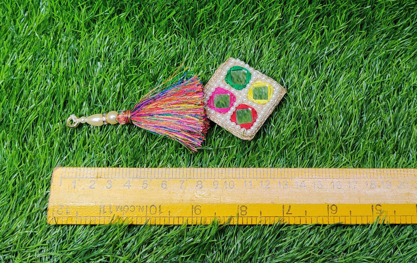13 cm 2 pc Boho beaded Fringed Tassels, home décor, lamp shades tassels, Hanging for Handbags, Indian Saree, Dupatta, Lehenga Blouse latkan