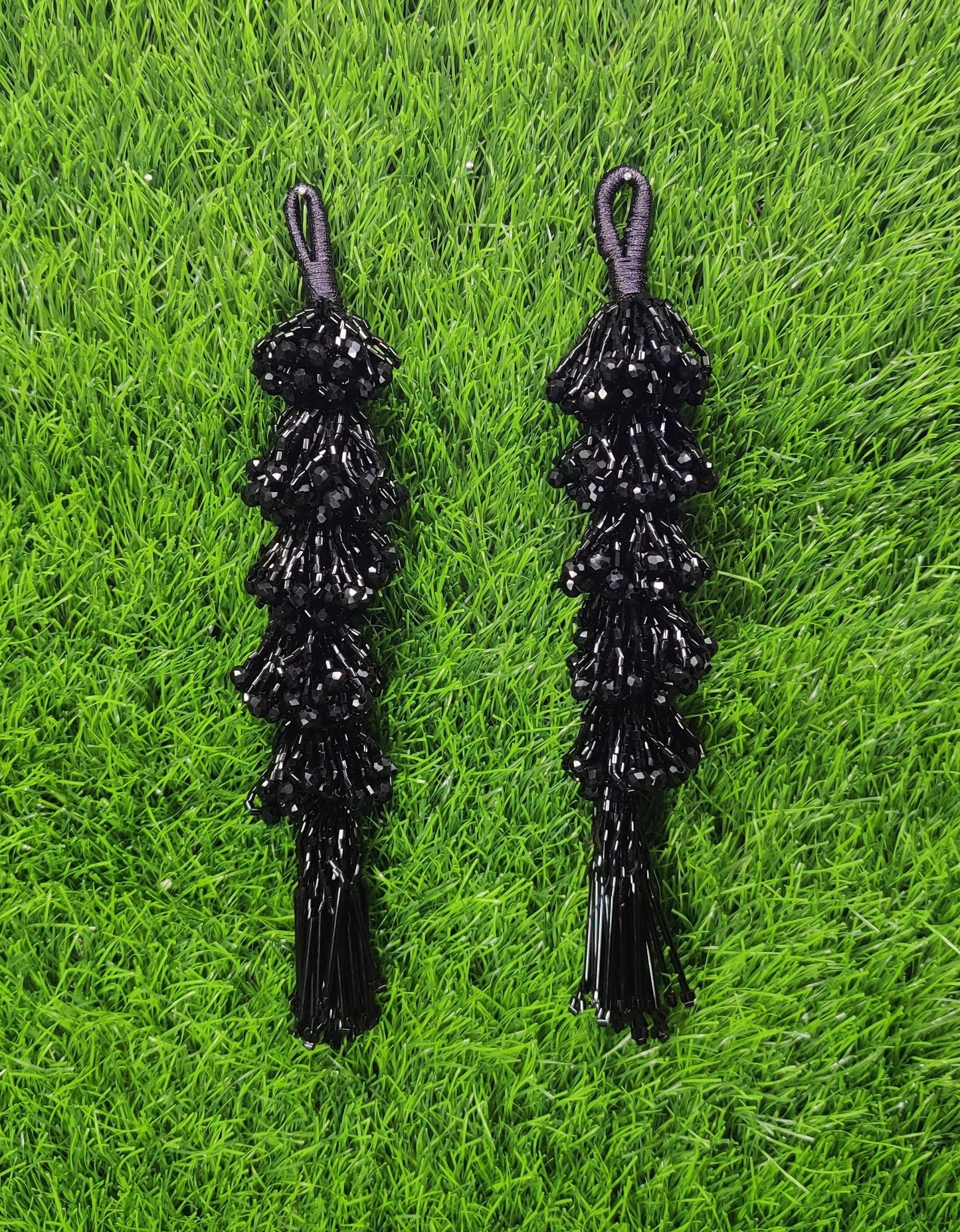 20 cm 2 pc cutdana glass beaded Lahenga Tassels, home décor, lamp shades tassels, Hanging for Handbags, Indian Saree, Dupatta, Blouse latkan
