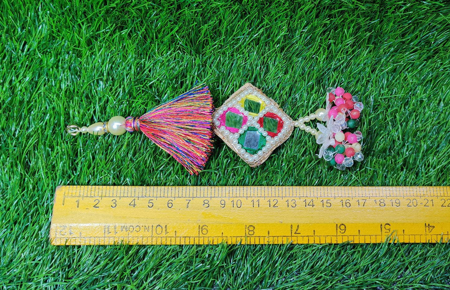 17 cm 2 pc Boho beaded Fringed Tassels, home décor, lamp shades tassels, Hanging for Handbags, Indian Saree, Dupatta, Lehenga Blouse latkan