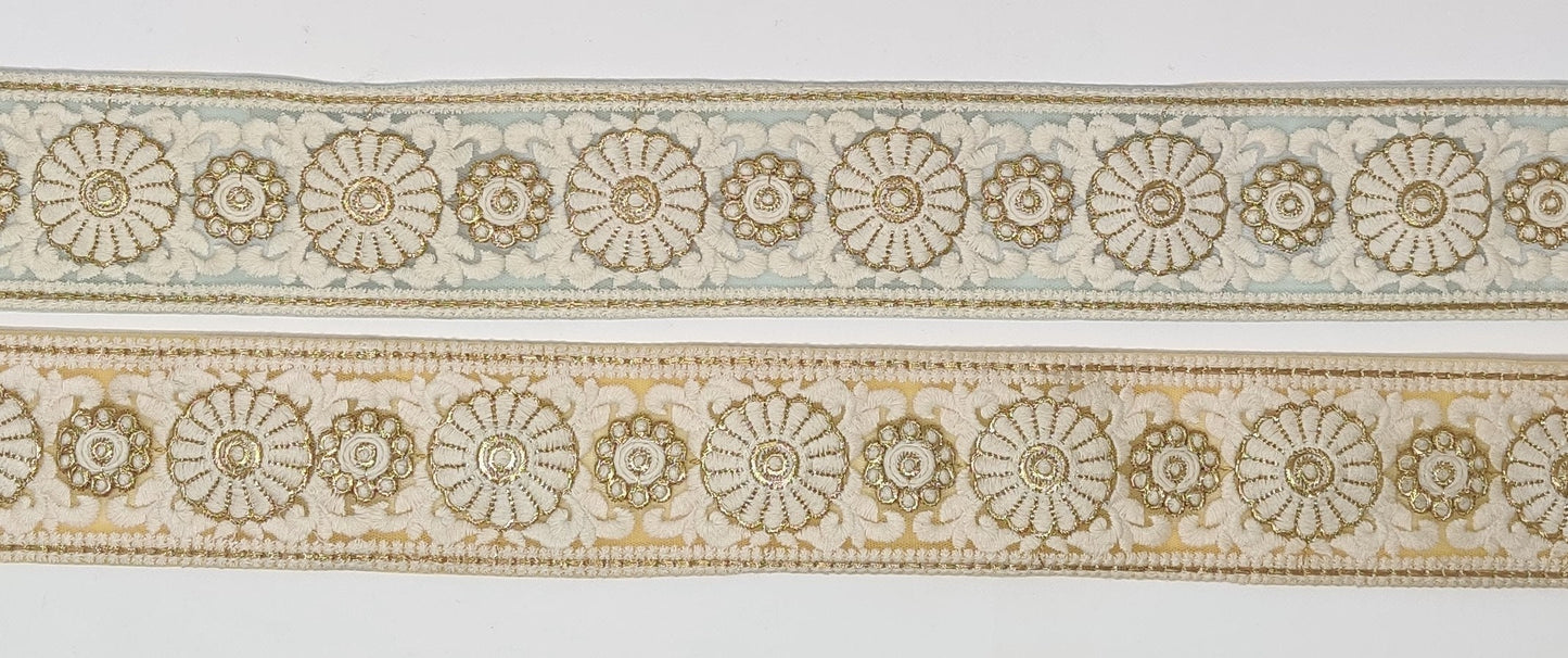 3 Yard 6 cm wide Indian Saree Border Lace Embroidery Ribbon Cushion Table runner curtains wedding Sewing Crafting Trimmings Headbands