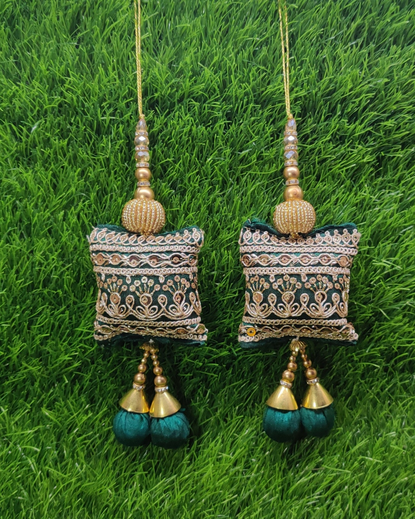 Pink/ Yellow/ Green/ Lt Golden/ Hot Pink Cushion Beaded Tassels for Blouse Lahenga Sari, home décor, Latkan for Indian Saree, Dupatta