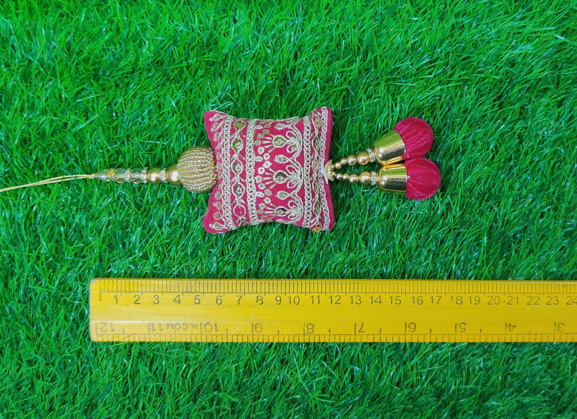 Pink/ Yellow/ Green/ Lt Golden/ Hot Pink Cushion Beaded Tassels for Blouse Lahenga Sari, home décor, Latkan for Indian Saree, Dupatta