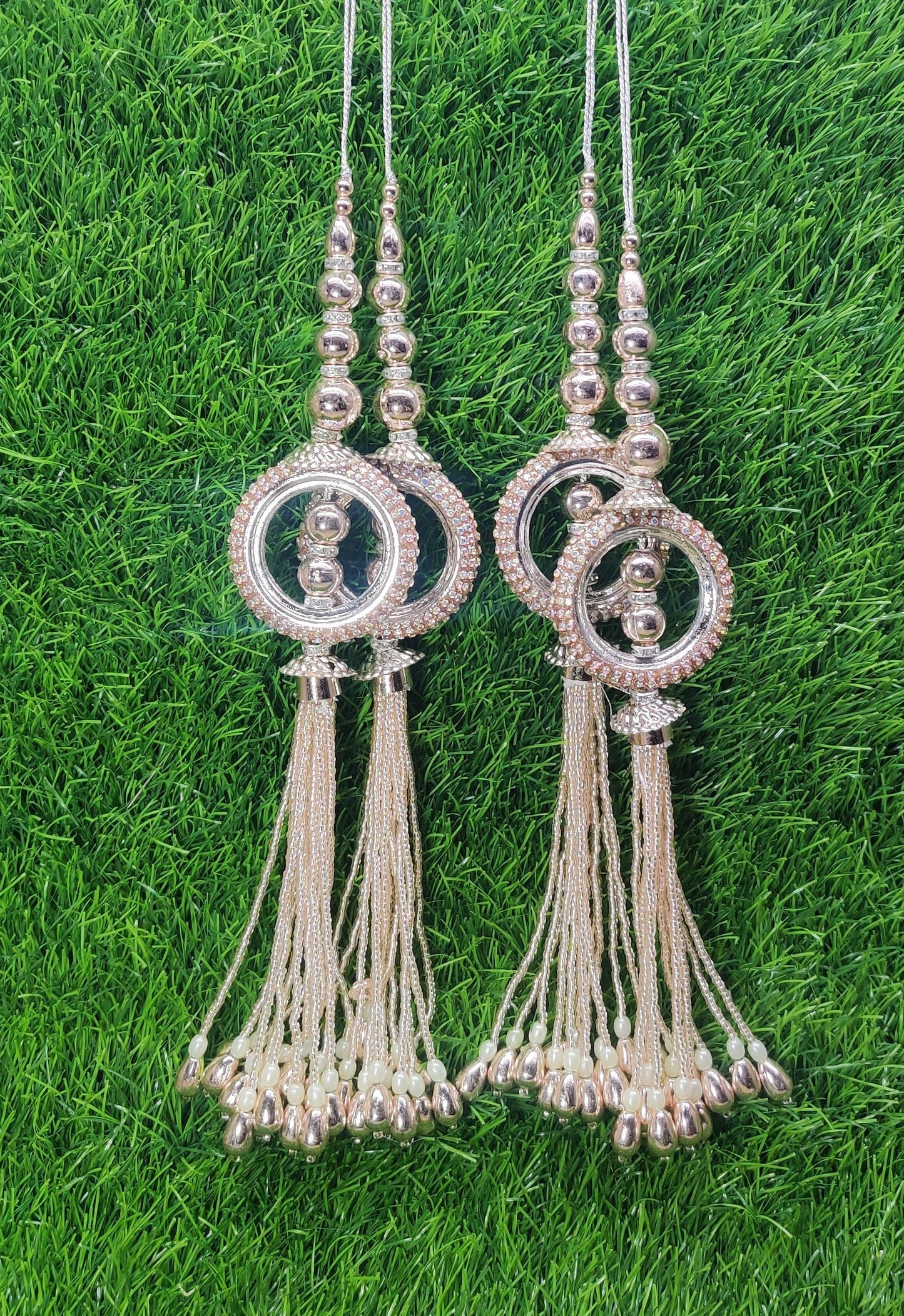 Gold/ Silver/ Rose Gold beaded Blouse Lahenga Latkan Tassels, home décor, hanging for Handbags, Indian Sewing Latkan for Saree, Dupatta