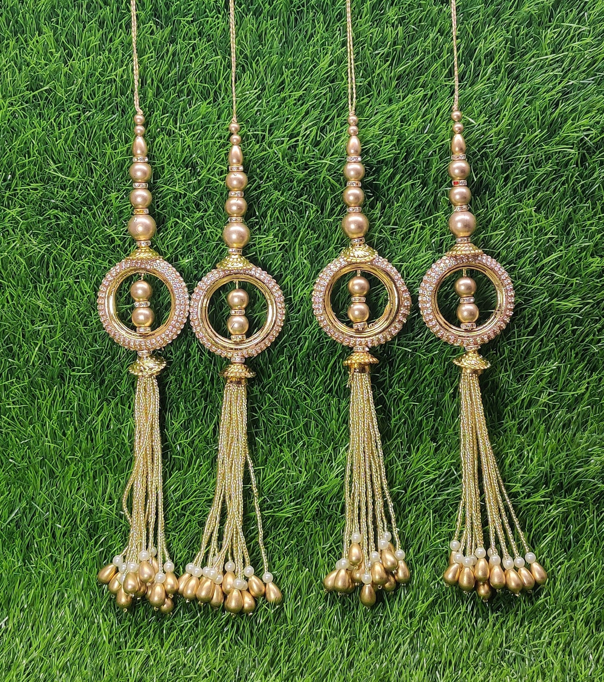 Gold/ Silver/ Rose Gold beaded Blouse Lahenga Latkan Tassels, home décor, hanging for Handbags, Indian Sewing Latkan for Saree, Dupatta
