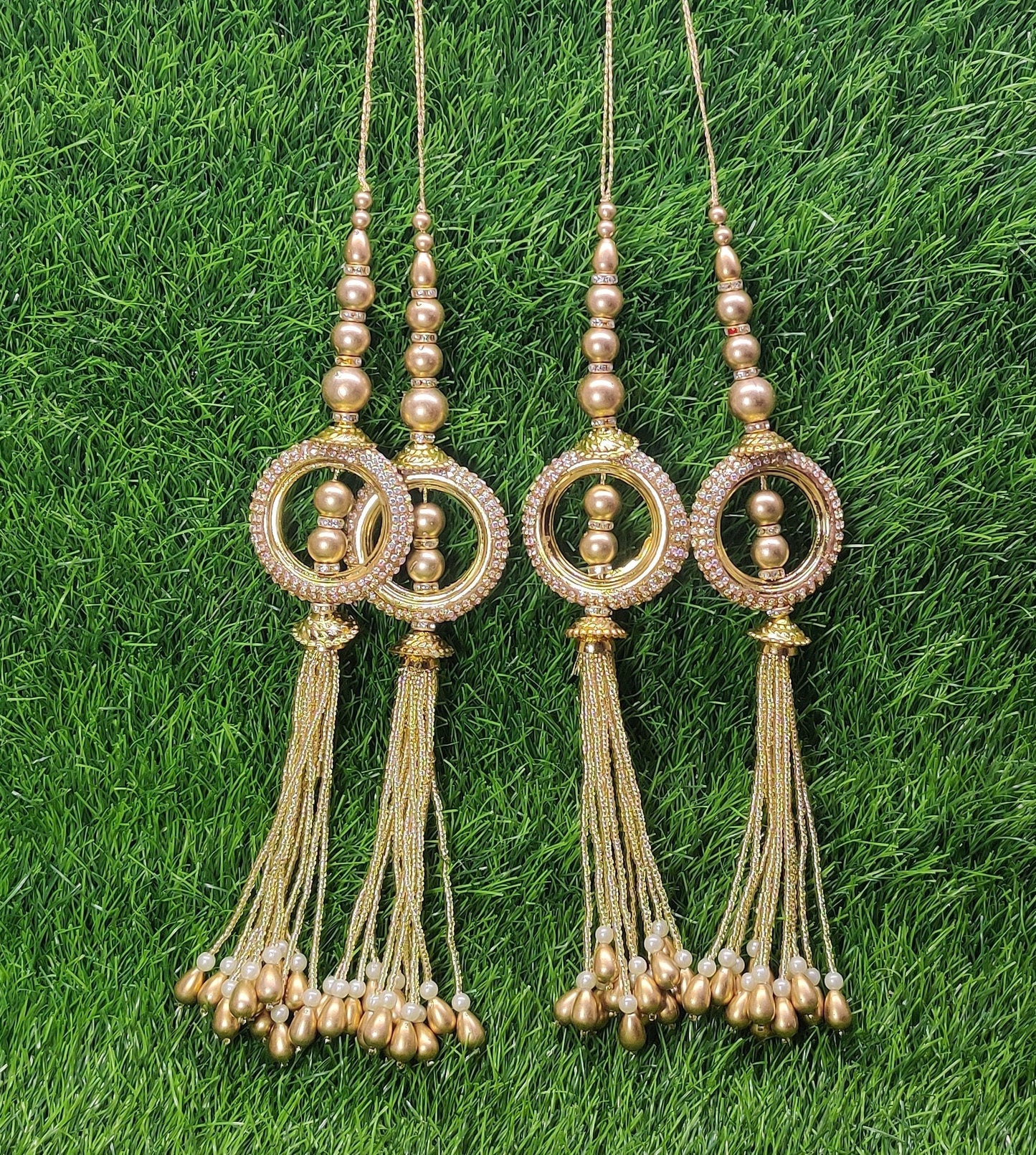 Gold/ Silver/ Rose Gold beaded Blouse Lahenga Latkan Tassels, home décor, hanging for Handbags, Indian Sewing Latkan for Saree, Dupatta