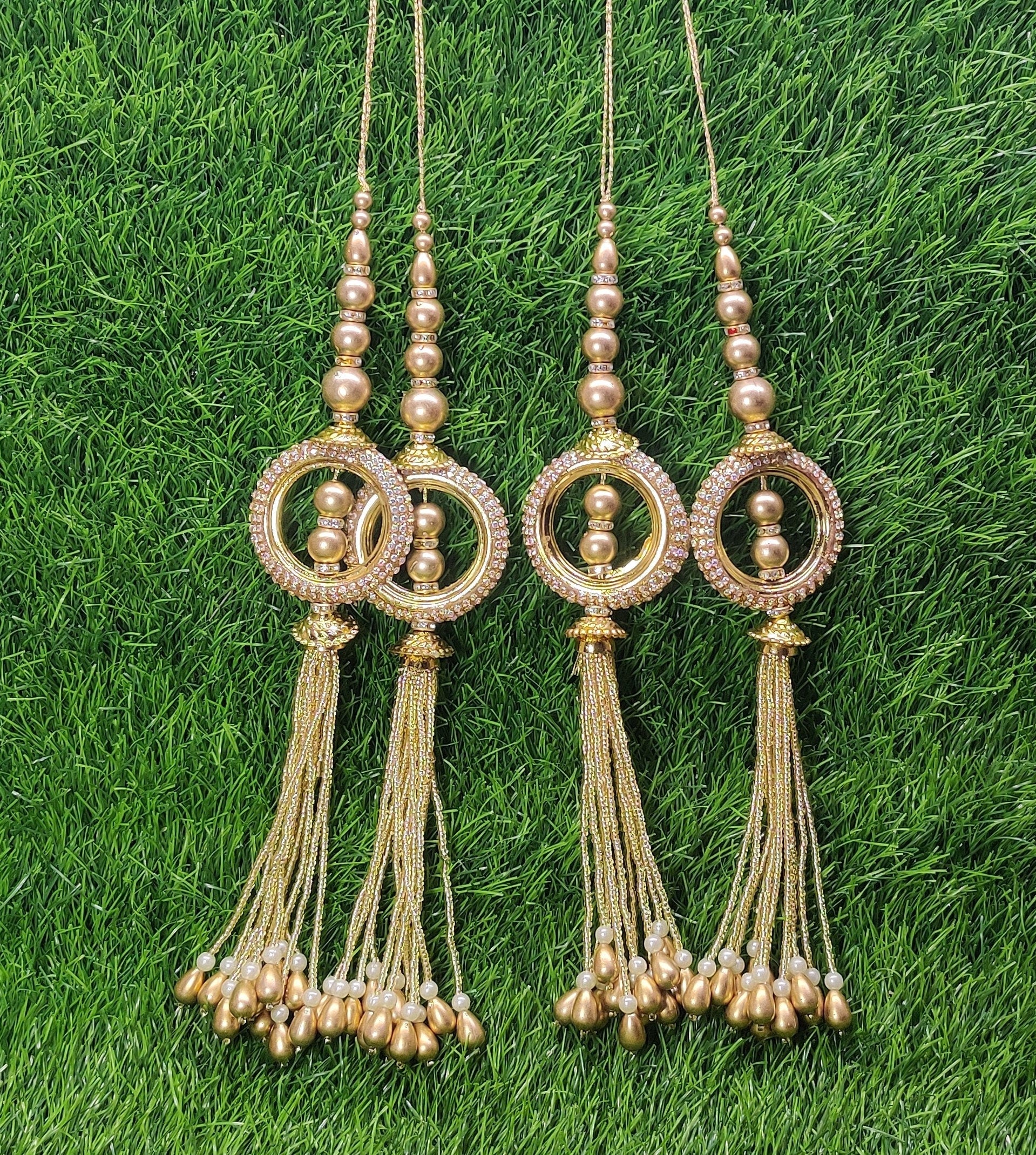 Gold/ Silver/ Rose Gold beaded Blouse Lahenga Latkan Tassels, home décor, hanging for Handbags, Indian Sewing Latkan for Saree, Dupatta