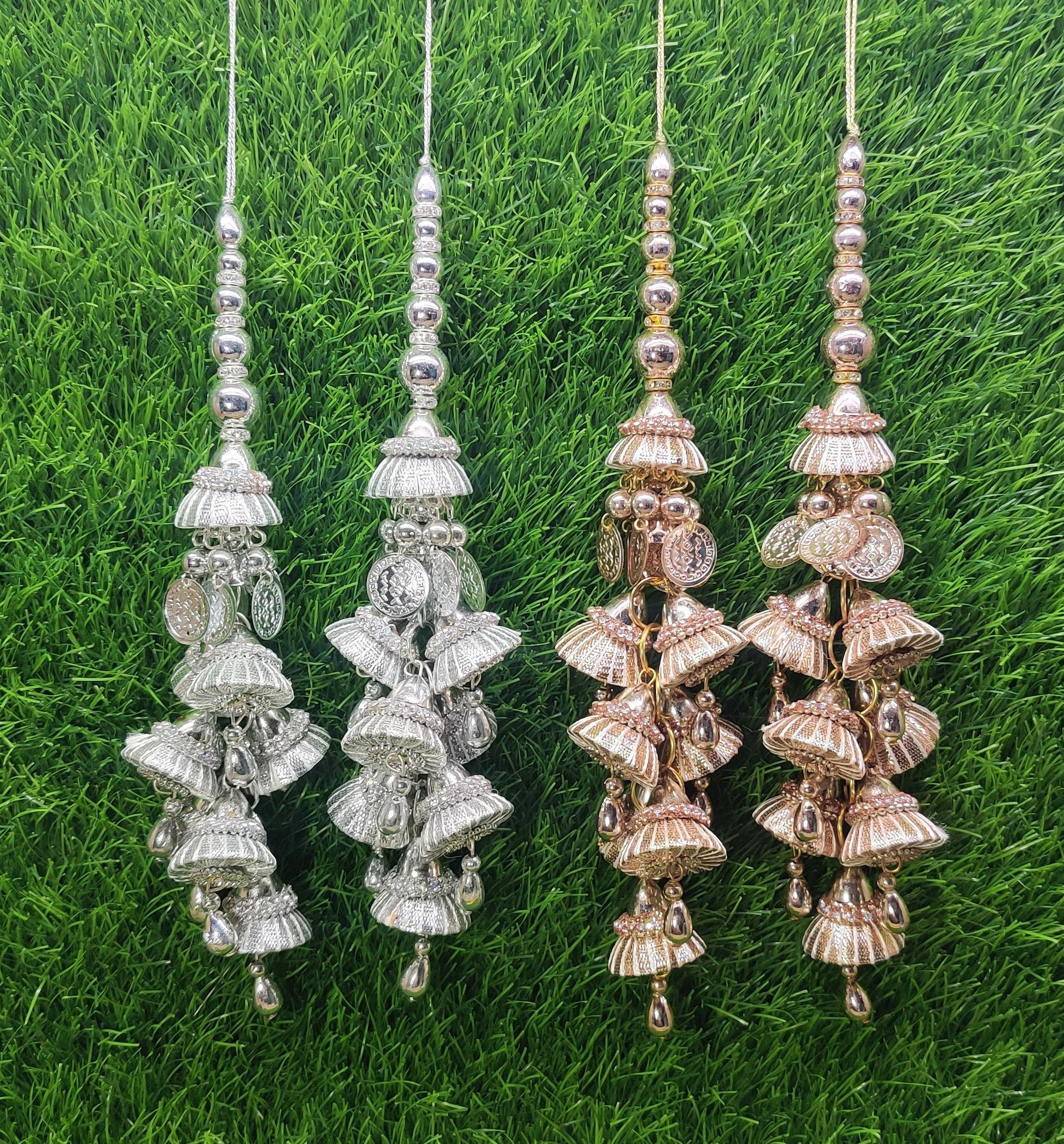 Silver/ Rose Gold color beaded Blouse Lahenga Latkan Tassels, home décor, Indian Sewing Latkan for Saree, Dupatta