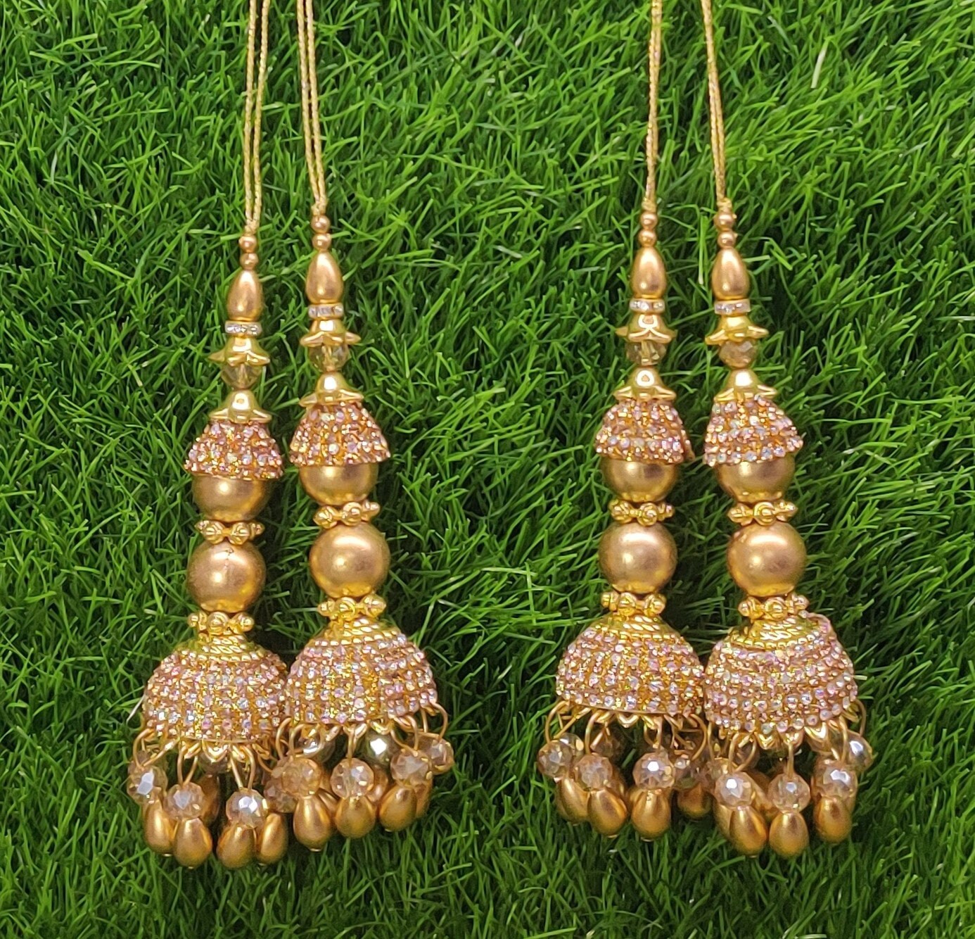 Silver/ Gold/ Rose Gold Indian Beaded Tassel for Saree Blouse Lehenga Embellished HandBags Dupatta Decorative dress Latkan for Women 1 Pair