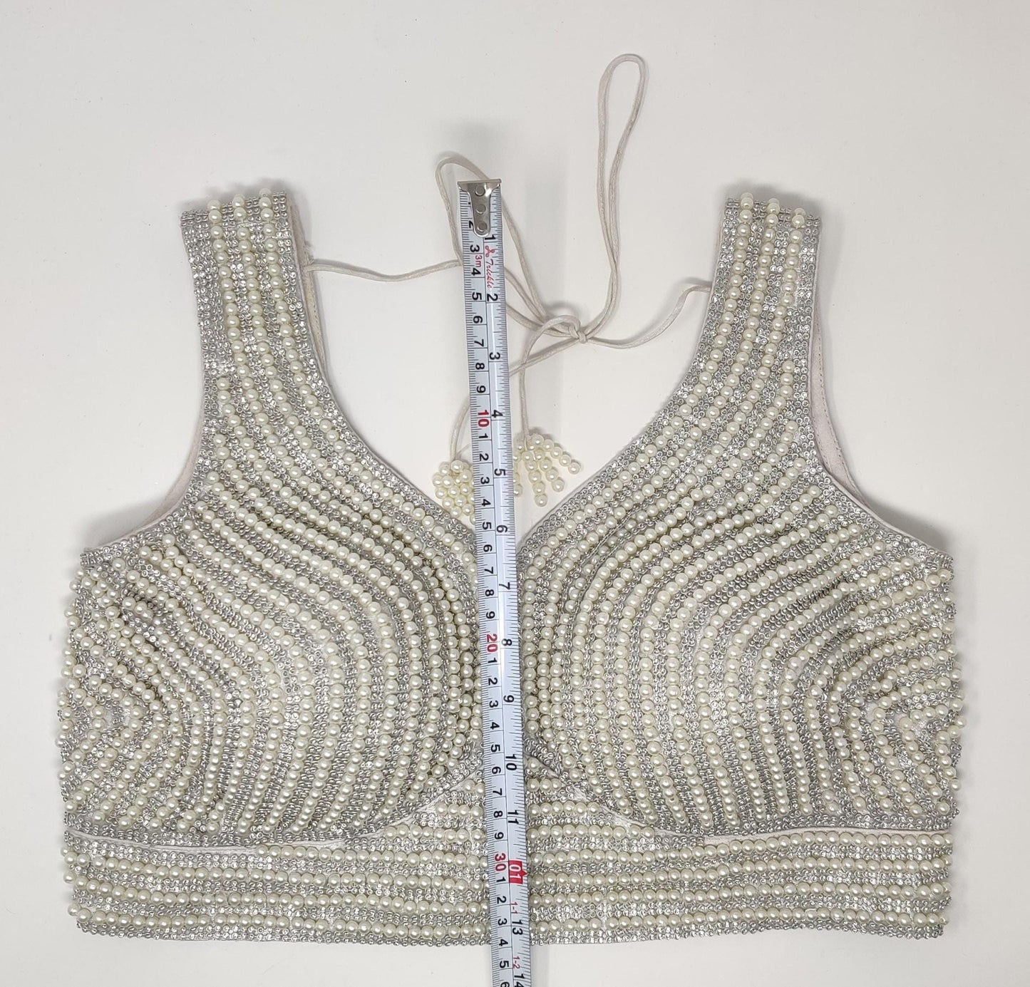 Indian designer heavy Beaded stitched blouse, Silver White colour, Readymade Indian Bridal Saree Blouse, latest design blouse for women