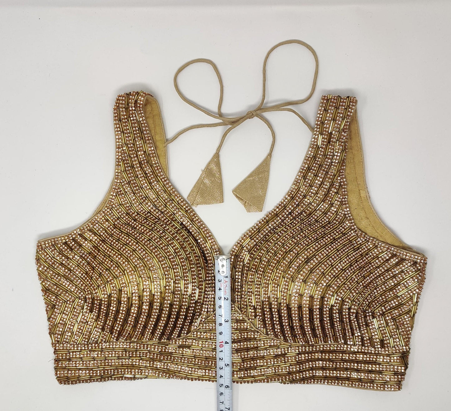 Indian designer heavy Beaded stitched blouse, Golden colour, Readymade Indian Bridal Saree Blouse, latest design blouse for women