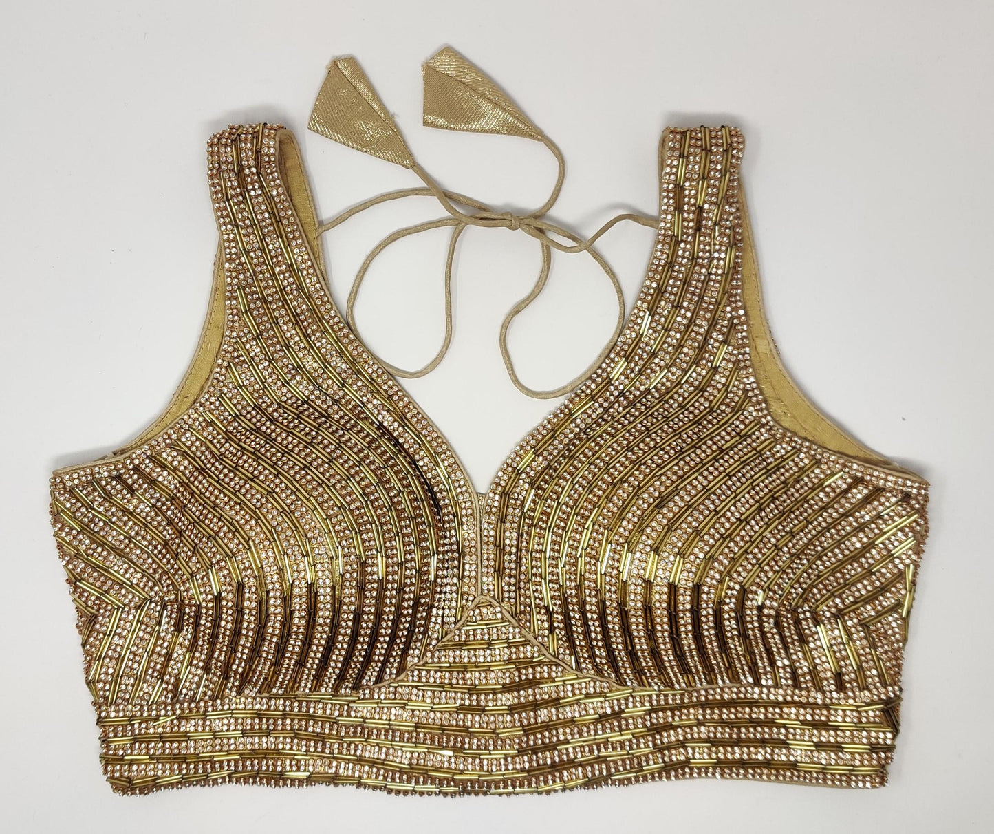 Indian designer heavy Beaded stitched blouse, Golden colour, Readymade Indian Bridal Saree Blouse, latest design blouse for women
