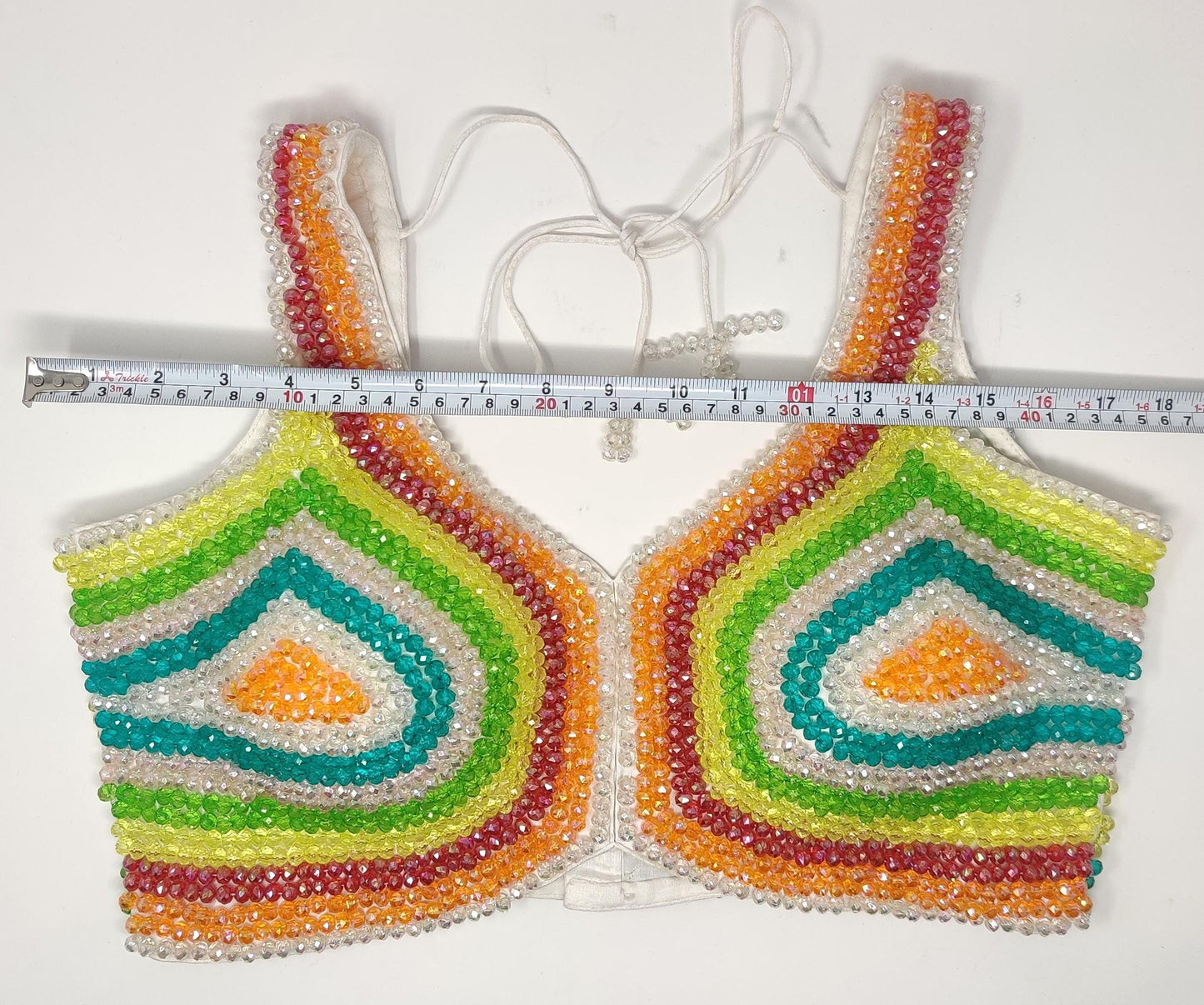 Indian designer Crystal Beaded stitched blouse, Multi color, Readymade Indian Bridal Saree Blouse, latest design blouse for women