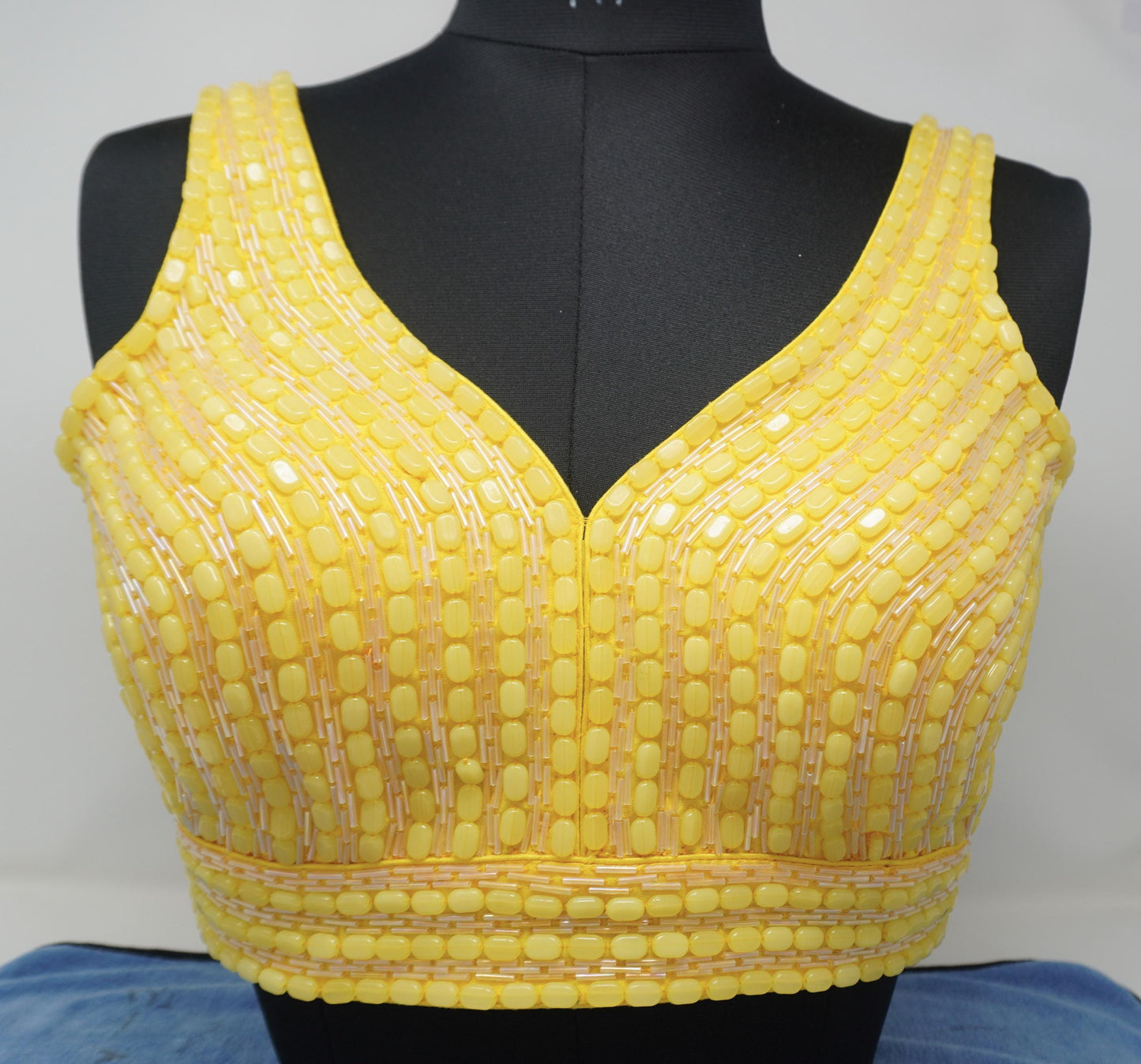 Designer Blouse, Pale Yellow color, heavy Beaded, Ready to wear, Best seller, Indian Bridal Saree Blouse, Christmas, latest design for women
