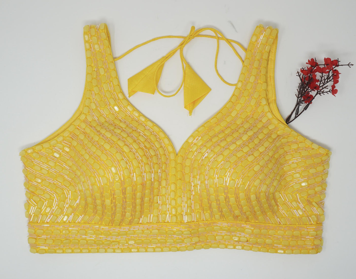 Designer Blouse, Pale Yellow color, heavy Beaded, Ready to wear, Best seller, Indian Bridal Saree Blouse, Christmas, latest design for women