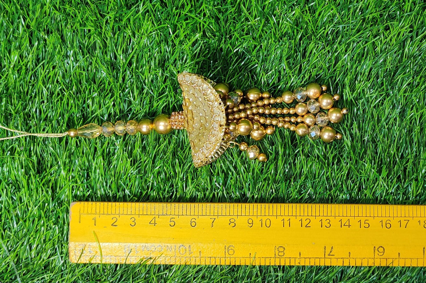 Gold Indian Beaded Tassel for Saree Blouse Lehenga Embellished HandBags Dupatta Decorative dress Latkan for Women 1 Pair