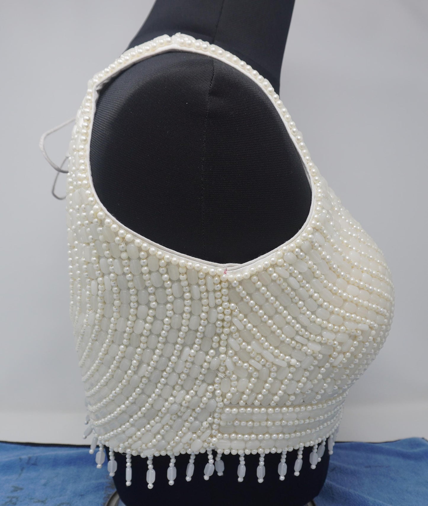 Designer Blouse, White color, heavy Beaded, Ready to wear, Best seller, Indian Bridal Saree Blouse, Christmas, latest design for women