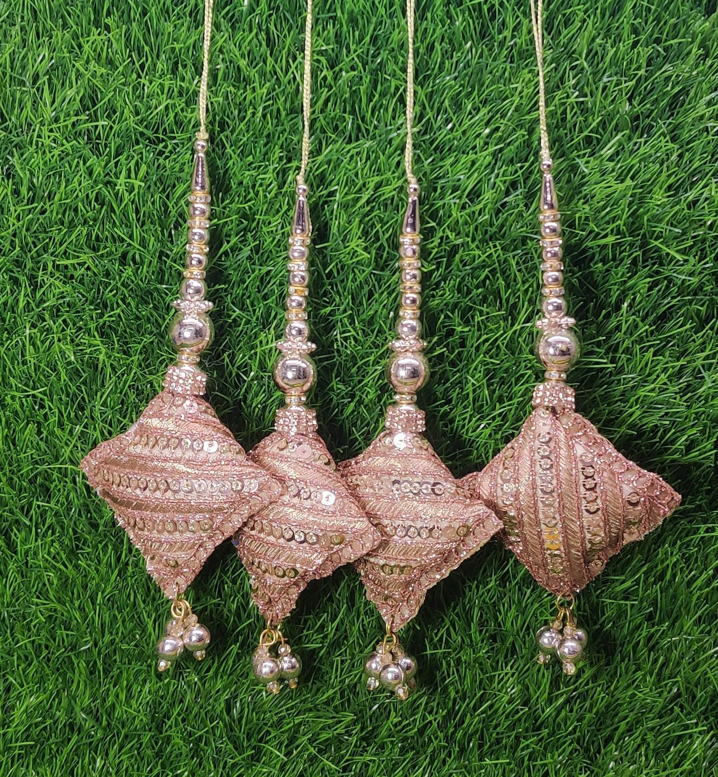 Rose Gold/ Light Gold/ Silver/ Golden Indian Beaded Cushioned Tassel for Saree Blouse Lehenga Embellished HandBags Dupatta Latkan for Women