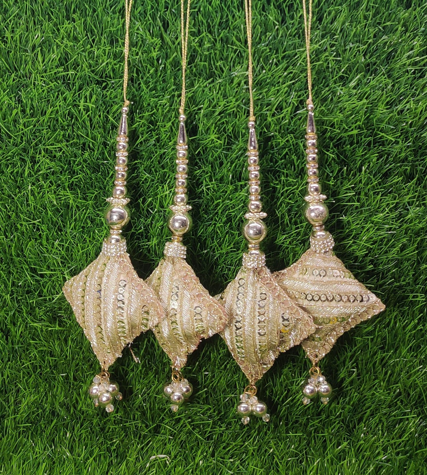 Rose Gold/ Light Gold/ Silver/ Golden Indian Beaded Cushioned Tassel for Saree Blouse Lehenga Embellished HandBags Dupatta Latkan for Women