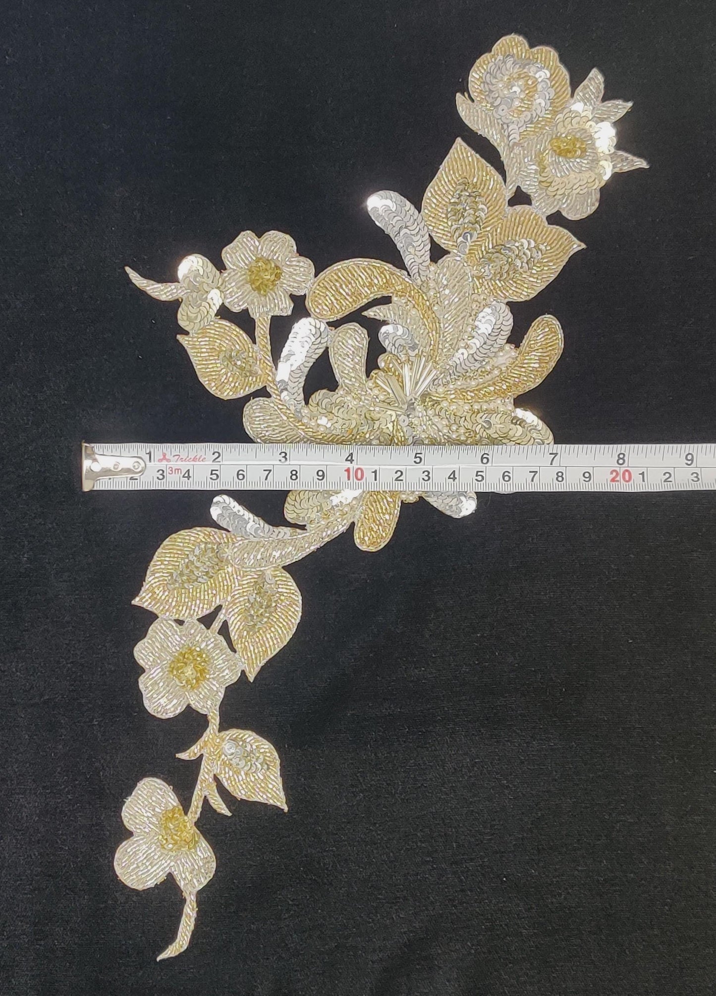 Indian Beaded Shoulder Applique Patch Handmade Sewing Thread Dresses Handcrafted Appliques Cushion Crafting Bags, 1 Piece