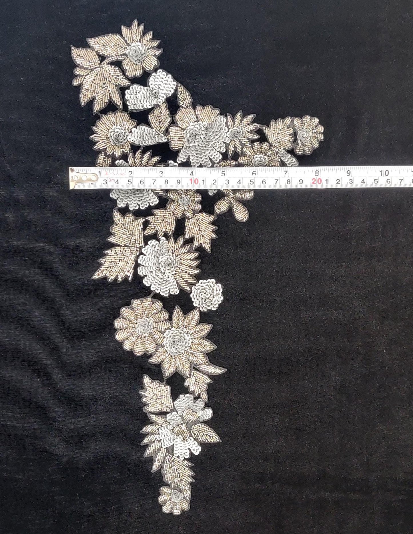 Handmade Indian Beaded Shoulder Applique Patch - Sewing Embellishment for Dresses, Cushions, Crafting, and Bags, 1 Piece