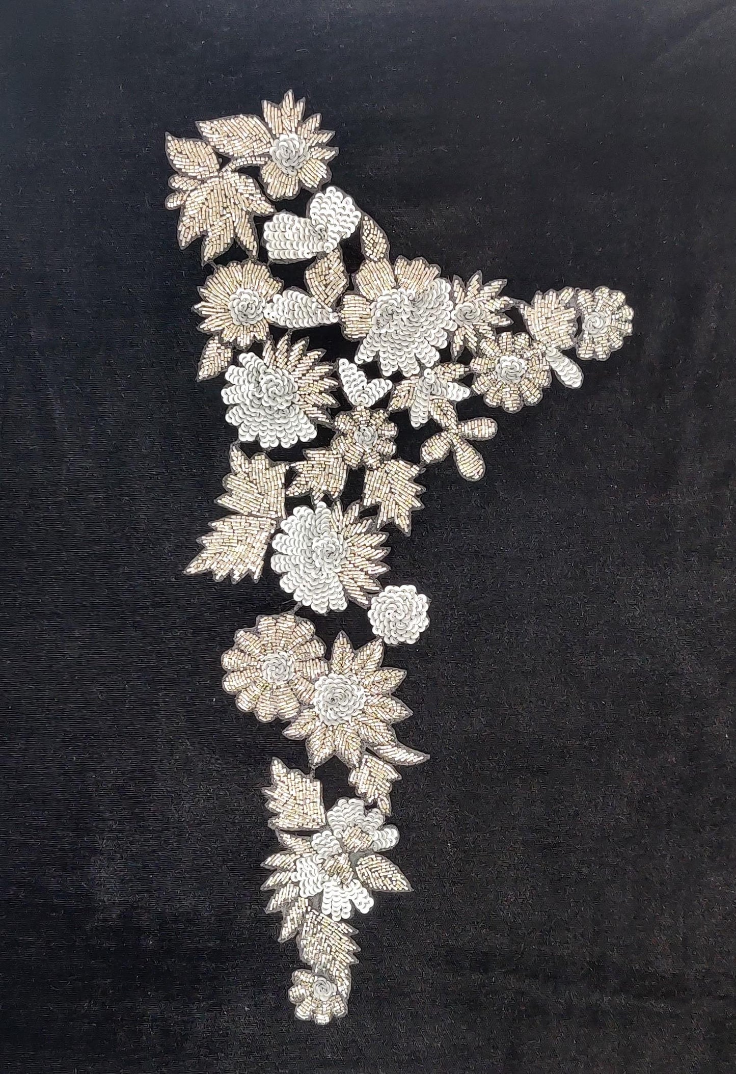 Handmade Indian Beaded Shoulder Applique Patch - Sewing Embellishment for Dresses, Cushions, Crafting, and Bags, 1 Piece