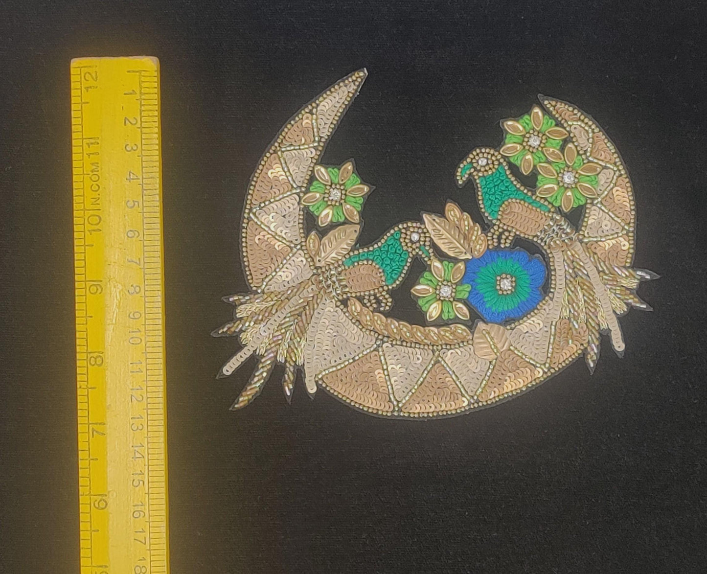 Handmade Indian Beaded Shoulder Applique Patch - Sewing Embellishment for Dresses, Cushions, Crafting, and Bags, 1 Piece
